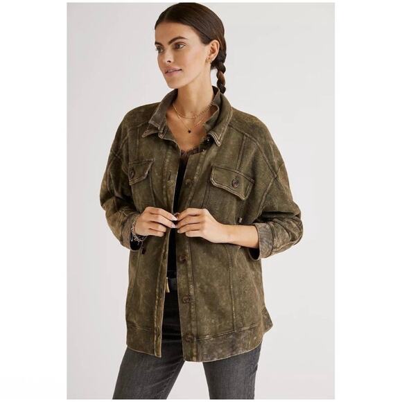 Pilcro Tops - Anthropologie Pilcro Relaxed Button Front Shirt Jacket Moss Medium